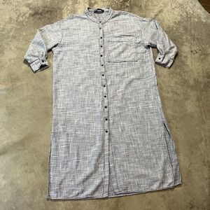 Zara Shirt Dress Womens Size Large Relaxed Fit Black White Button Down Side Slit